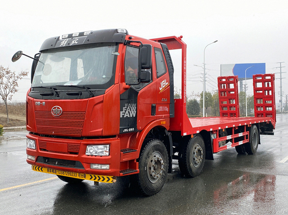 【國六京環】解放J6小三軸平板運輸車